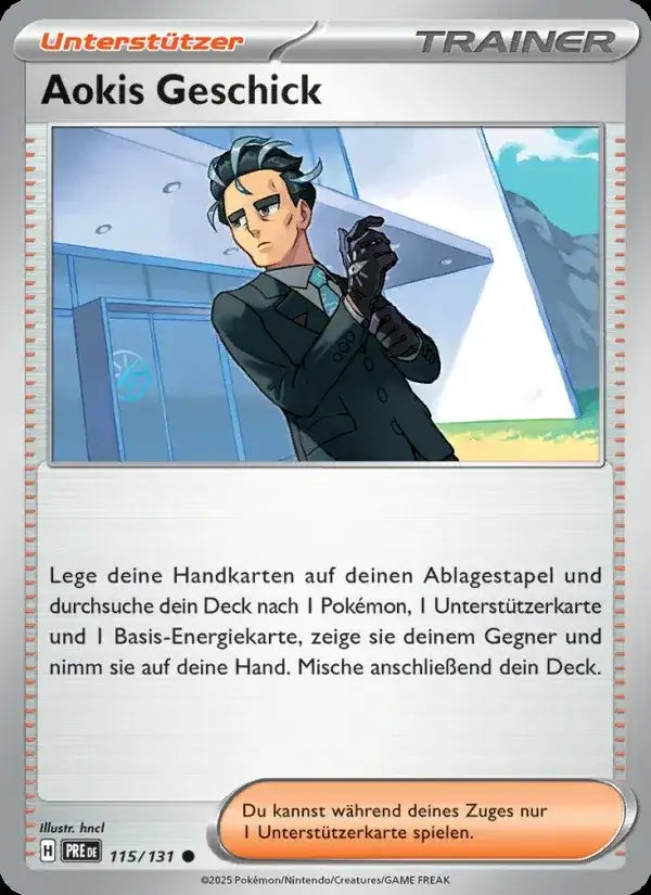 Aokis geschick 115/131 – Pokémon Prismatische Entwicklungen Karte