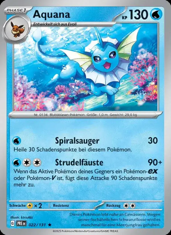 Aquana 022/131 – Pokémon Prismatische Entwicklungen Karte