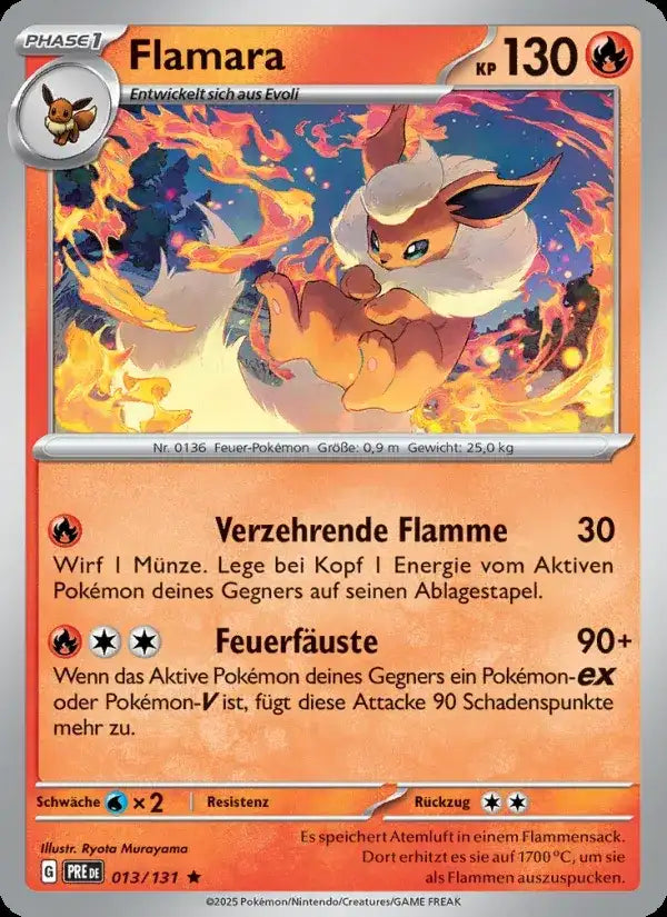 Flamara 013/131 – Pokémon Prismatische Entwicklungen Karte