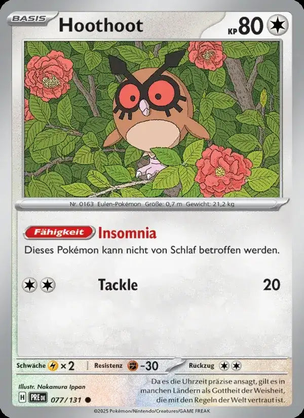 Hoothoot 077/131 – Pokémon Prismatische Entwicklungen Karte