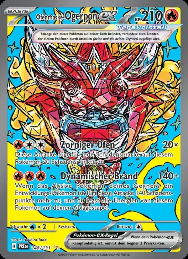 Ofenmaske ogerpon ex 148/131 – Pokémon Prismatische Entwicklungen Karte