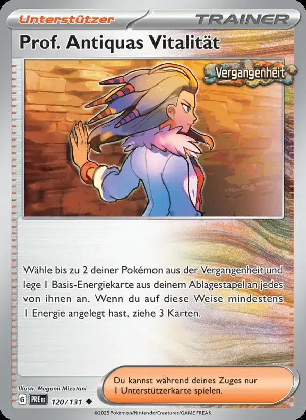 Prof antiquas vitalitat 120/131 – Pokémon Prismatische Entwicklungen Karte