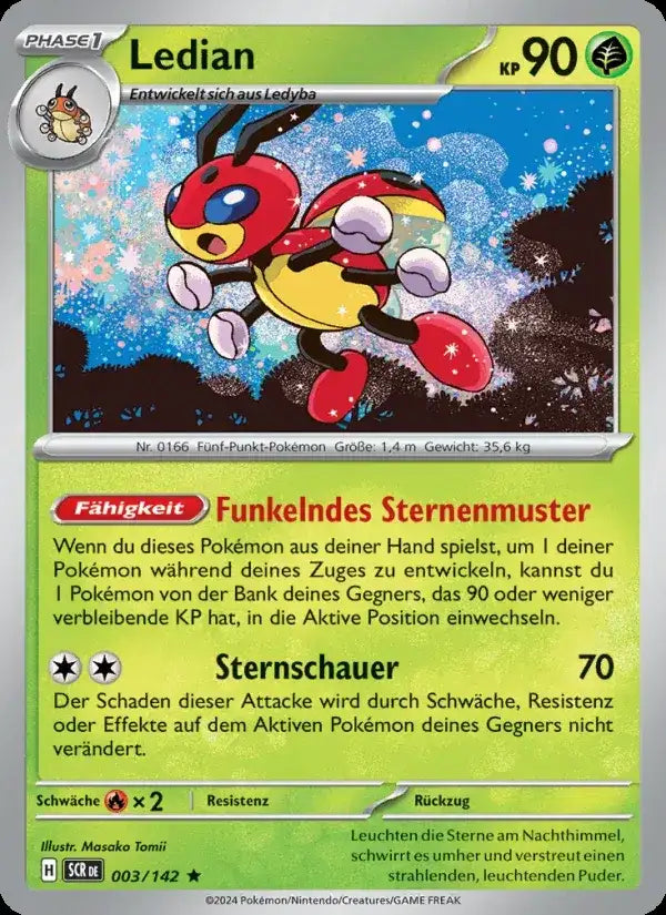 Ledian 003/142 – Pokémon Stellarkrone Karte