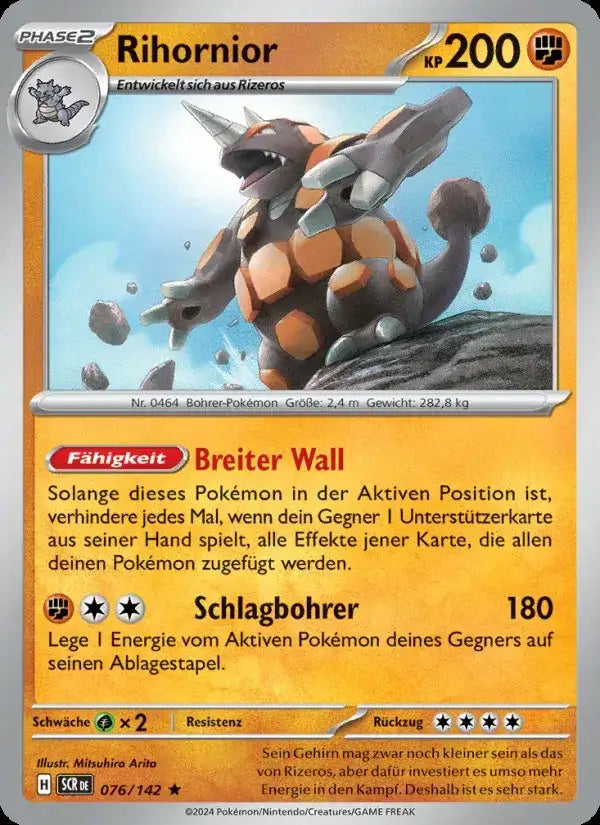 Rihornior 076/142 – Pokémon Stellarkrone Karte