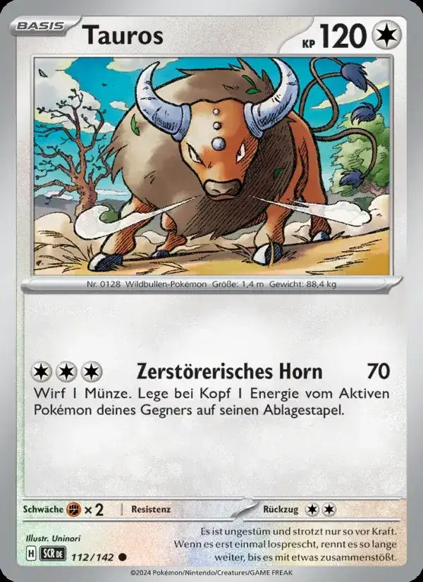 Tauros 112/142 – Pokémon Stellarkrone Karte