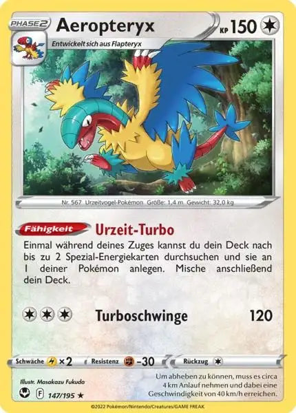 Aeropteryx 147/195 – Pokémon Silberne Sturmwinde Karte