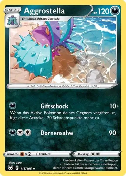 Aggrostella 115/195 – Pokémon Silberne Sturmwinde Karte