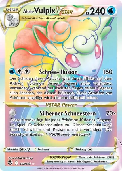 Alola Vulpix VSTAR 197/195 – Pokémon Silberne Sturmwinde Karte