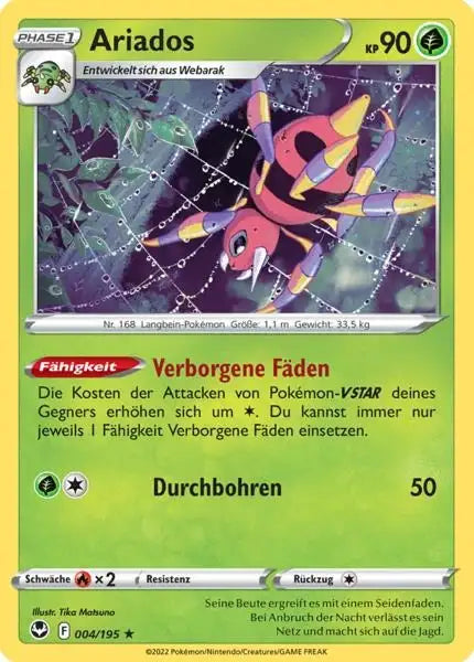 Ariados 004/195 – Pokémon Silberne Sturmwinde Karte