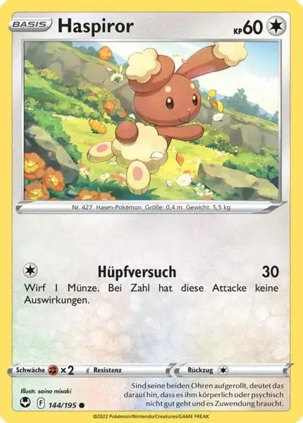 Haspiror 144/195 – Pokémon Silberne Sturmwinde Karte