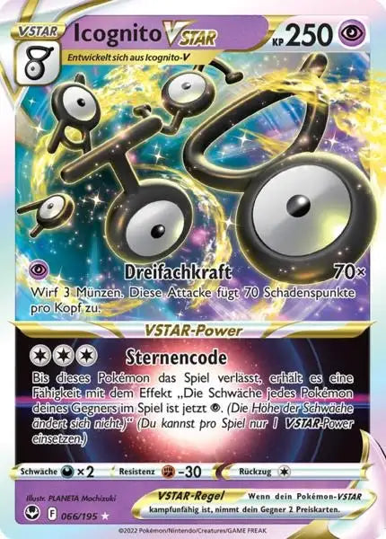 Icognito VSTAR 066/195 – Pokémon Silberne Sturmwinde Karte