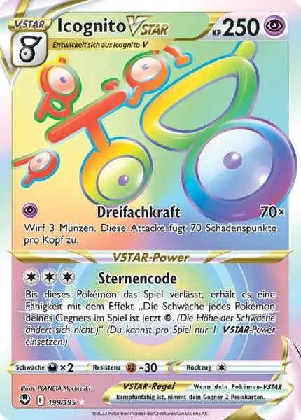 Icognito VSTAR 199/195 – Pokémon Silberne Sturmwinde Karte
