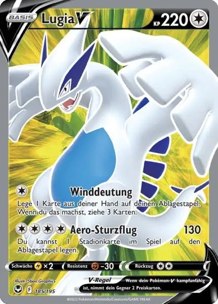 Lugia V 185/195 – Pokémon Silberne Sturmwinde Karte