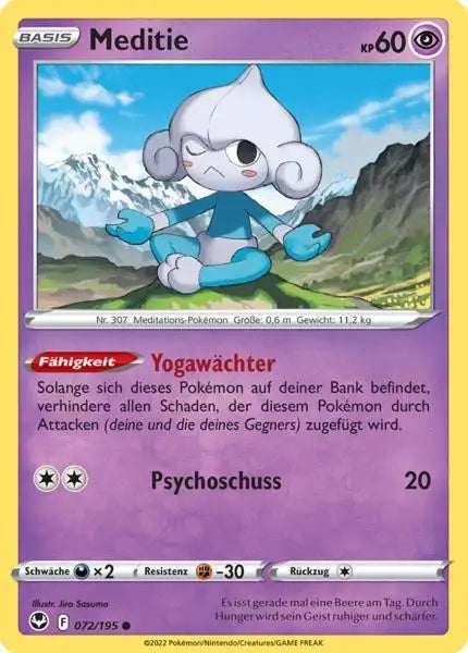Meditie 072/195 – Pokémon Silberne Sturmwinde Karte