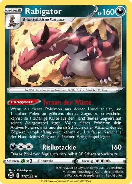 Rabigator 113/195 – Pokémon Silberne Sturmwinde Karte