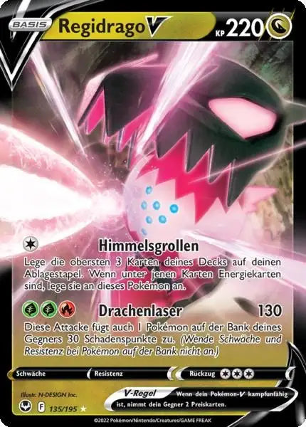 Regidrago V 135/195 – Pokémon Silberne Sturmwinde Karte