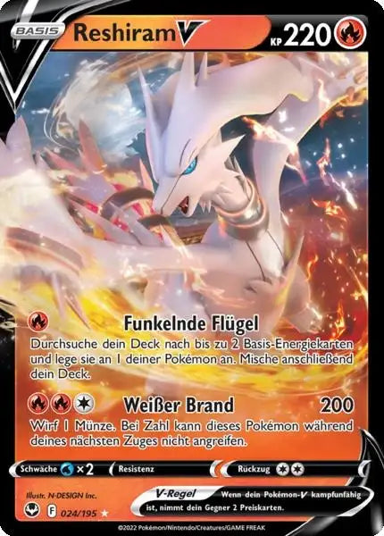 Reshiram V 024/195 – Pokémon Silberne Sturmwinde Karte