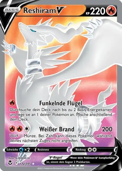 Reshiram V 172/195 – Pokémon Silberne Sturmwinde Karte