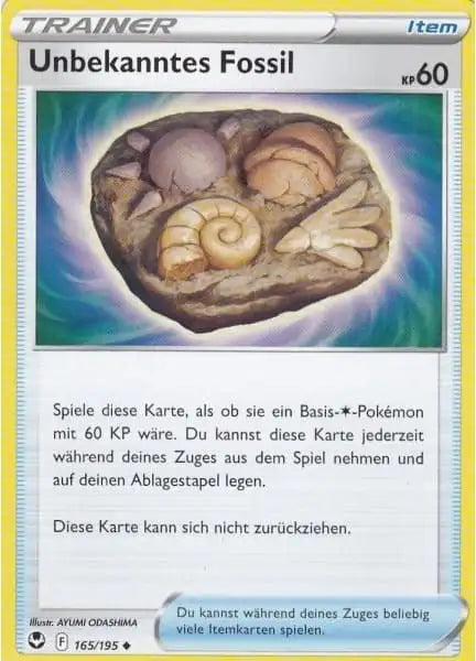 Unbekanntes Fossil 165/195 – Pokémon Silberne Sturmwinde Karte