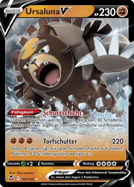 Ursaluna V 102/195 – Pokémon Silberne Sturmwinde Karte