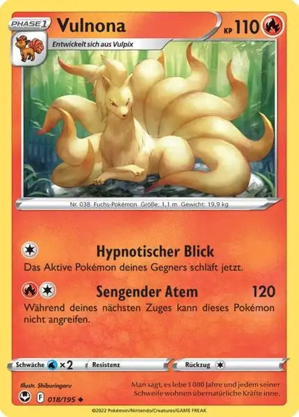 Vulnona 018/195 – Pokémon Silberne Sturmwinde Karte