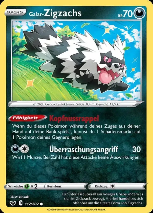 galar zigzachs 117/202 – Pokémon Schwert & Schild Karte