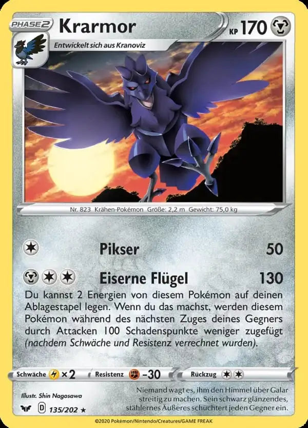 krarmor 135/202 – Pokémon Schwert & Schild Karte