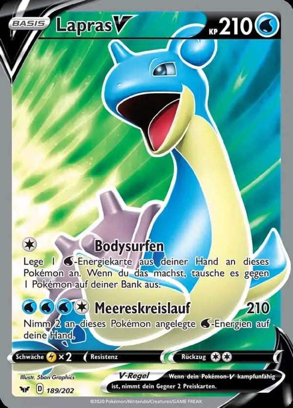 lapras v 189/202 – Pokémon Schwert & Schild Karte