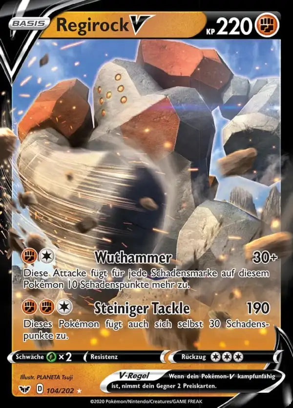 regirock v 104/202 – Pokémon Schwert & Schild Karte