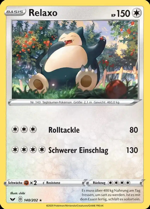 relaxo 140/202 – Pokémon Schwert & Schild Karte