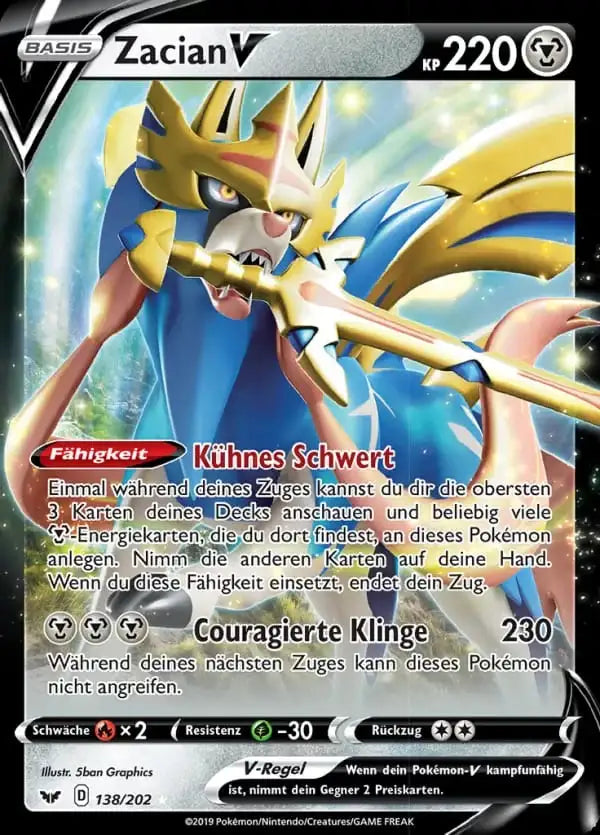 zacian v 138/202 – Pokémon Schwert & Schild Karte