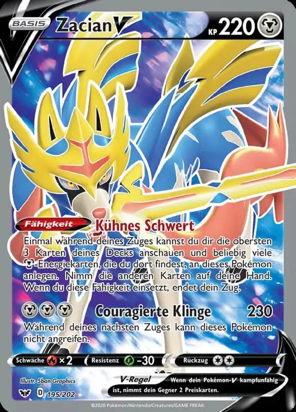 zacian v 195/202 – Pokémon Schwert & Schild Karte