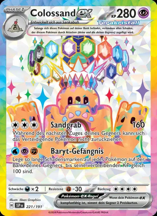 Colossand ex 221/191 – Pokémon Stürmische Funken Karte