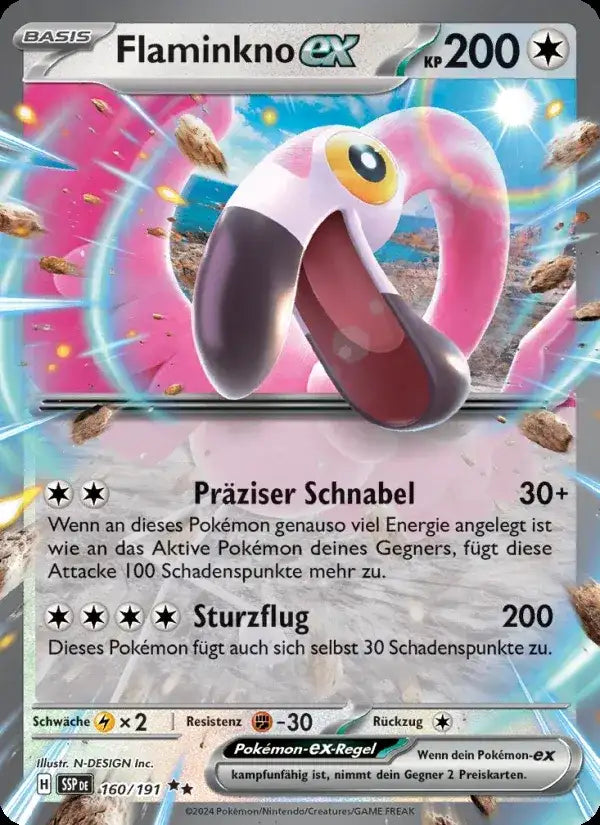 Flaminkno ex 160/191 – Pokémon Stürmische Funken Karte