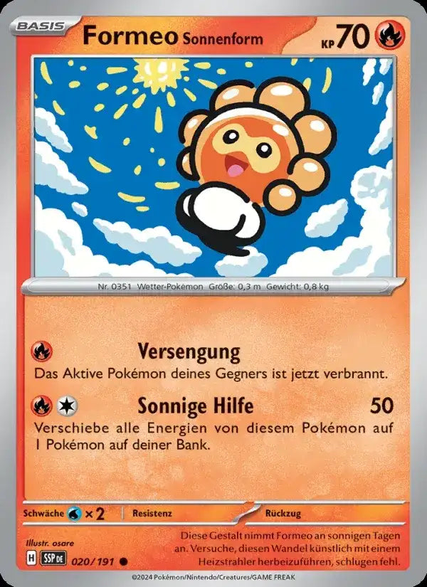 Formeo sonnenform 020/191 – Pokémon Stürmische Funken Karte