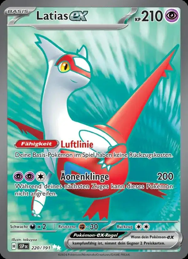 Latias ex 220/191 – Pokémon Stürmische Funken Karte