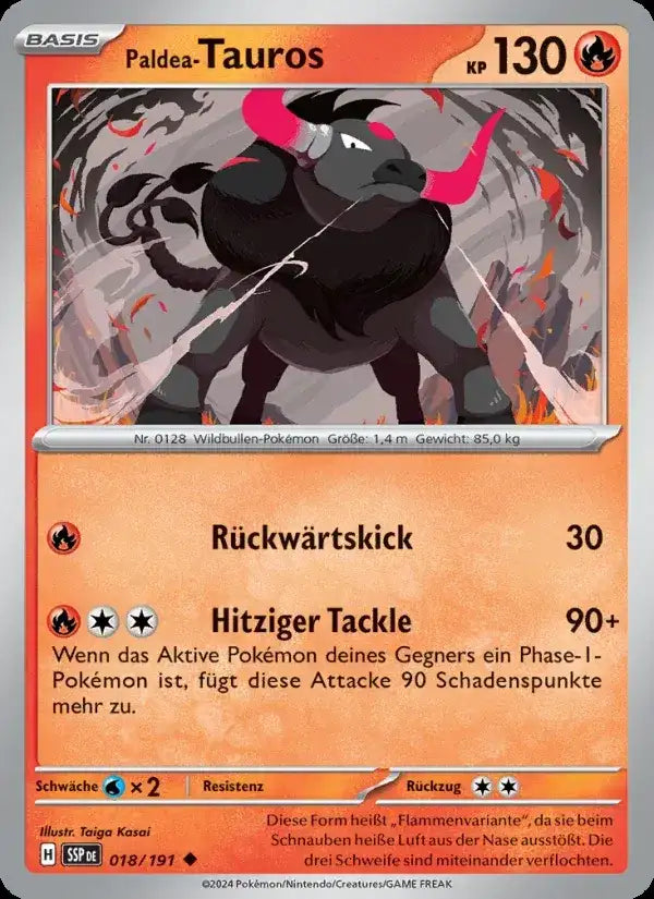 Paldea tauros 018/191 – Pokémon Stürmische Funken Karte