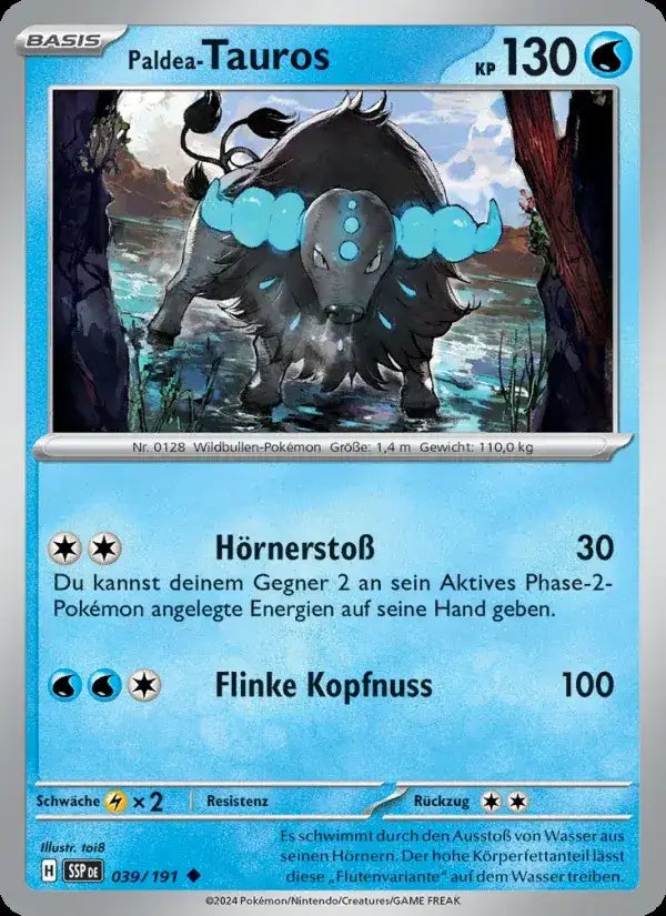 Paldea tauros 039/191 – Pokémon Stürmische Funken Karte