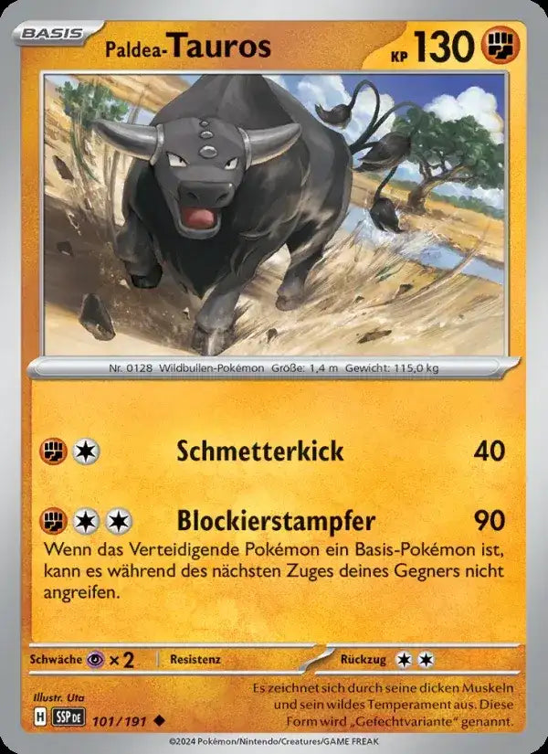 Paldea tauros 101/191 – Pokémon Stürmische Funken Karte