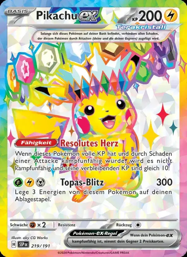 Pikachu ex 219/191 – Pokémon Stürmische Funken Karte