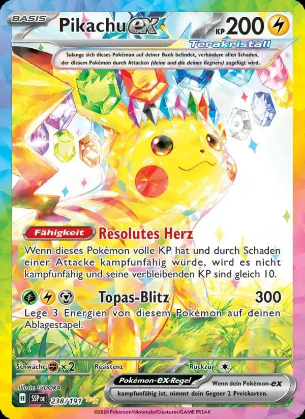 Pikachu ex 238/191 – Pokémon Stürmische Funken Karte