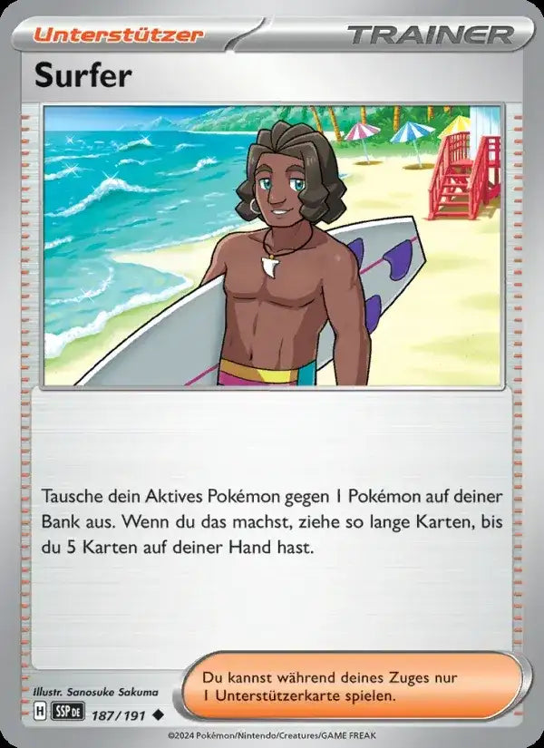 Surfer 187/191 – Pokémon Stürmische Funken Karte
