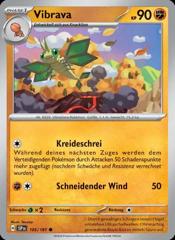 Vibrava 105/191 – Pokémon Stürmische Funken Karte