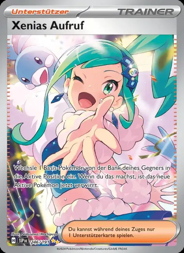 Xenias aufruf 246/191 – Pokémon Stürmische Funken Karte