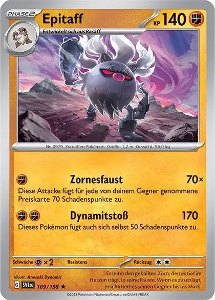 Epitaff 109/198 – Pokémon Karmesin & Purpur Karte