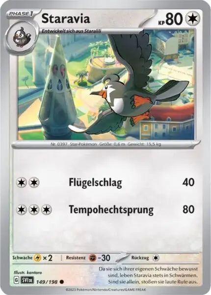 Staravia 149/198 – Pokémon Karmesin & Purpur Karte