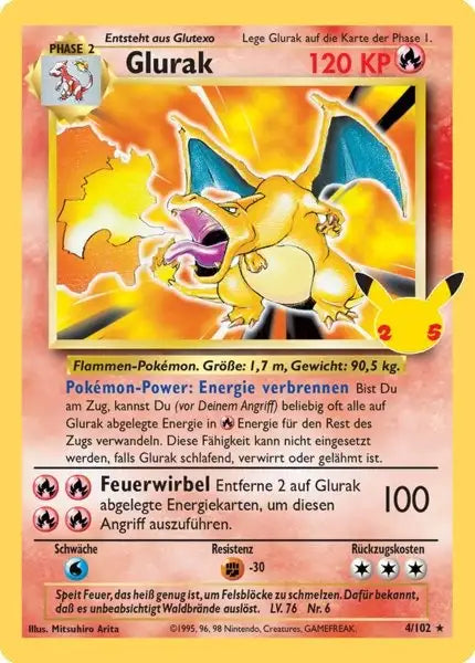 Glurak 4/102 – Pokémon Celebraitions Karte