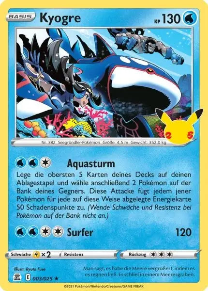 Kyogre 003/025 – Pokémon Celebraitions Karte