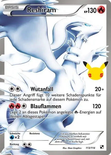 Reshiram 113/114 – Pokémon Celebraitions Karte