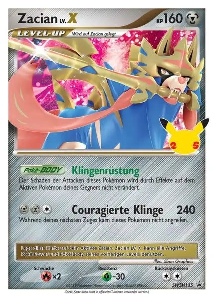 Zacian LV X SWSH135 – Pokémon Celebraitions Karte